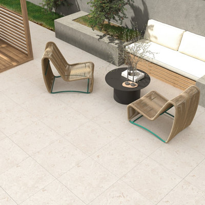 Shellstone Biege 20mm porcelain paver. Size 600mmx600mm. Pack of 60 with coverage of 21.6 sqr mtrs. Summer offers now on.