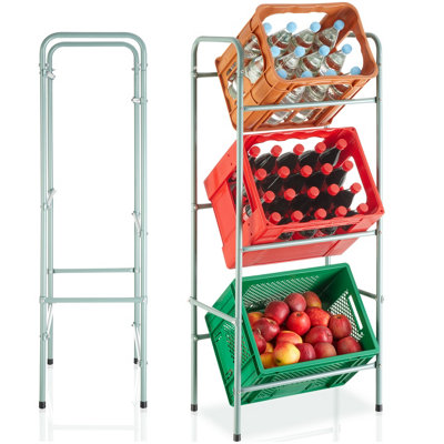 Shelving Rack - for 3 crates, steel frame, 50 x 33 x 116 cm - grey