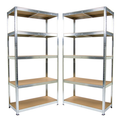 Shelving Storage Unit 5 Tier Wolf Boltless 5-Tier (H)1800mm (W)900mm (D)400mm - 2 Pack