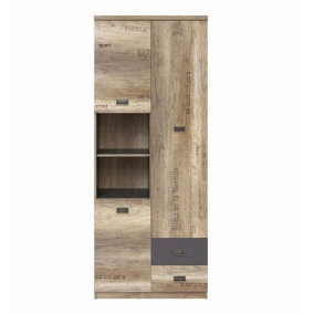 Shelving Tall Storage Bookcase Shelf Unit Cabinet Cupboard Oak Effect Grey Malcolm
