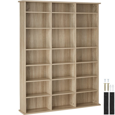 Shelving Unit Stevie - 21 compartments, height-adjustable, removable shelves - Wood light, oak Sonoma