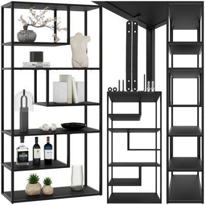 Shelving Unit Venda - with 6 compartments, 85 x 35 x 188 cm - black