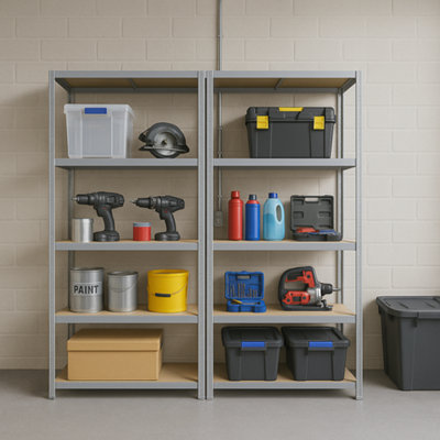 DIVCHI Garage Shelving Unit 5-Tier Storage Shelves Free Standing Boltless Rack For Home Office Silver~5060803517117 03c Mp