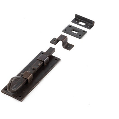Shepherd's Crook Straight Bolts 152mm Beeswax Finish for Secure Doors - Door Bolt Lock