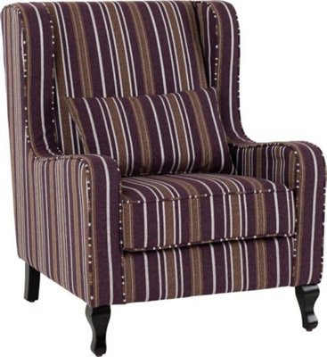 Sherborne Fireside Chair in Burgundy Stripe