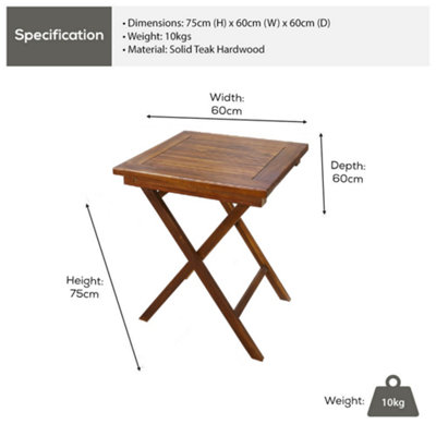 Sherford Folding Teak Hardwood Square Garden Table - 4