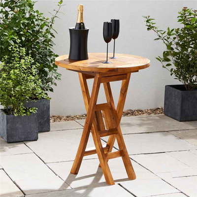 Sherford Teak Hardwood Round Folding Bar Table