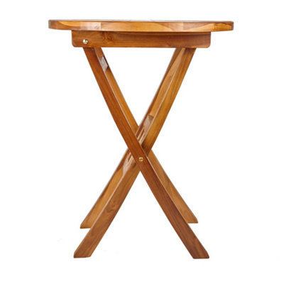 Sherford Teak Hardwood Round Folding Bar Table - 4