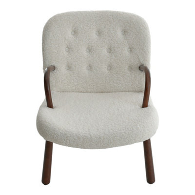 Sherpa Armchair and Footstool Set with Wooden Legs