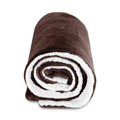 SHERPA FLEECE BLANKETS SOFT WARM REVERSIBLE PLUSH THROW THICK LUXURIOUS DOUBLE BLANKET COFFEE