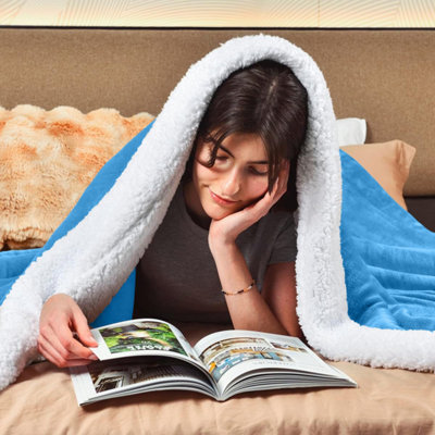 SHERPA FLEECE BLANKETS SOFT WARM REVERSIBLE PLUSH THROW THICK