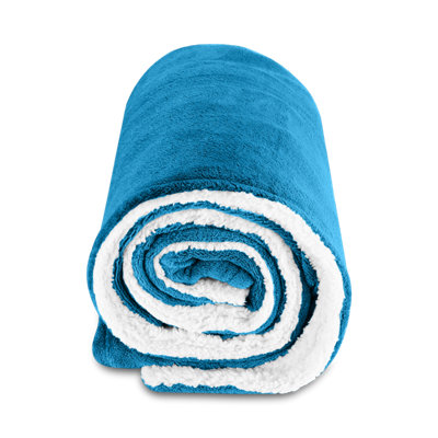 SHERPA FLEECE BLANKETS SOFT WARM REVERSIBLE PLUSH THROW THICK LUXURIOUS SINGLE BLANKET TEAL