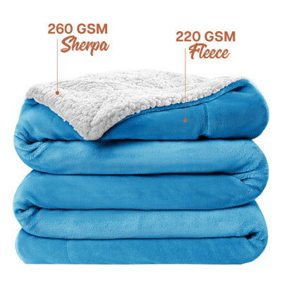 SHERPA FLEECE BLANKETS SOFT WARM REVERSIBLE PLUSH THROW THICK LUXURIOUS SUPER KING BLANKET TEAL