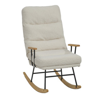 Sherpa Upholstered Rocking Chair with Adjustable Back White 102cm H