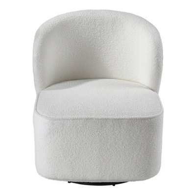 Sherpa Upholstered Swivel Chair White