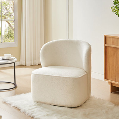 Sherpa Upholstered Swivel Chair White