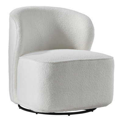 Sherpa Upholstered Swivel Chair White