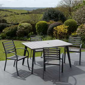 Sherwood 143cm x 90cm Outdoor Patio Table and 4 Chairs Dining Set