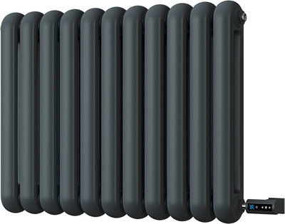 Sherwood - Anthracite Round Top Column Electric Radiator H600mm x W785mm 2 Column 600w Thermostatic WIFI