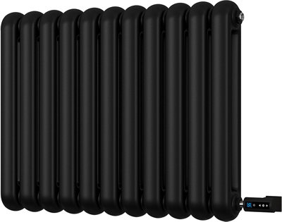Sherwood - Black Round Top Column Electric Radiator H600mm x W785mm 2 Column 600w Thermostatic WIFI