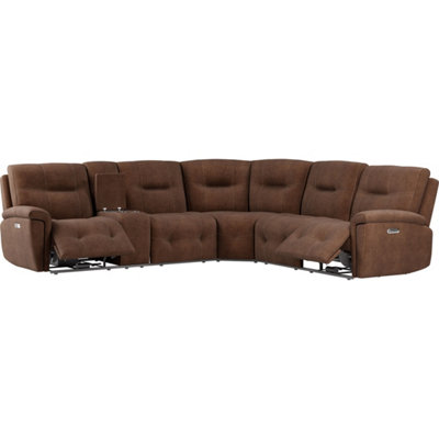 Sherwood Dark Brown Faux Leather Left Hand Facing Reclining Corner Sofa