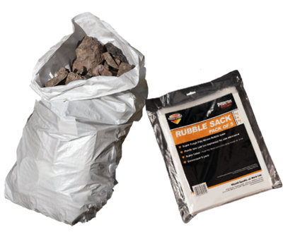 Shield All Purpose Reusable Rubble Sack 600mm x 900mm 25Kg/40L, Pack of 5, Re-usable, Poly-Woven Material, Tear-Resistant