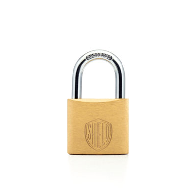 Shield Brass Padlock with hardened steel shackle