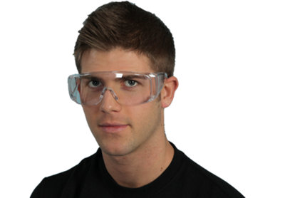 Shield Eye Protection Safety Specs, Lightweight, Comfortable, Can Be Worn Over Most Spectacles, Plain Safety Goggles