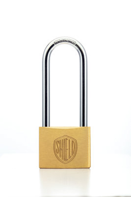 Shield Long Shackle Brass Padlock (40mm)