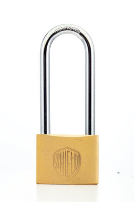 Shield Long Shackle Brass Padlock (50mm)