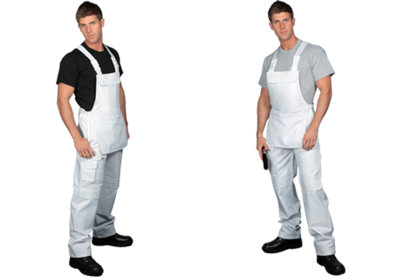 Shield Premier Decorator White Bib & Brace - 38 Waist / 34 Leg, 100% Grade A Shield Optic White Cotton, Multi-Function Pockets