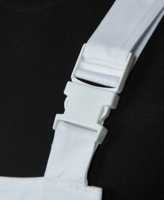 Shield Premier Decorator White Bib & Brace - 40 Waist / 32 Leg, 100% White Cotton, Multi-Function Pockets, Spill Absorbent