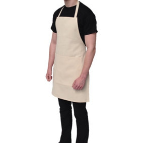 Shield Trade Decorator White Apron, 100% Unbleached Cotton, Large Front Pocket, Extra Long Ties, Best Decorator Apron