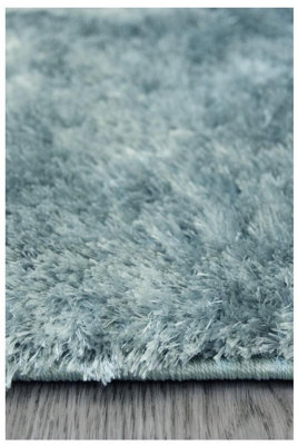 Shimmer Collection Supersoft Shaggy Rug in Duck Egg Blue  ODS22