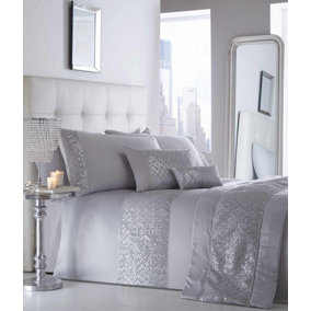 Shimmer Silver Double Duvet Cover and Pillowcases