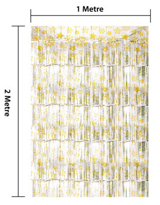 Shimmer Tinsel Curtain Christmas Snow Design 3M x 1M Yellow