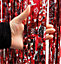 Shimmer Tinsel Curtain Reindeer Christmas Tree Design 2.5M x 1M Red
