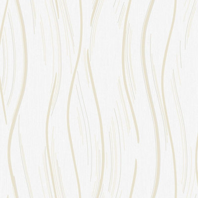 Shimmer Wave Wallpaper Natural Beige / Gold World of Wallpaper AF0024