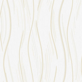 Shimmer Wave Wallpaper Natural Beige / Gold World of Wallpaper AF0024
