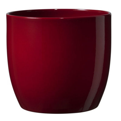 Shiny Bordeaux Ceramic Indoor Plant Pot. No Drainage Holes. H10 x W12 cm