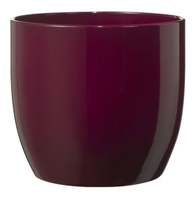 Shiny Cyclamen Ceramic Indoor Plant Pot. No Drainage Holes. H15 x W16