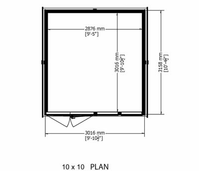 Shire 10 x 10 Feet Double Door with Two Opening Windows Dip Treated Garden Studio Summerhouse - 6
