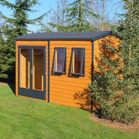 Shire 10 x 7 Feet Double Door with Two Opening Windows Dip Treated Garden Studio Summerhouse