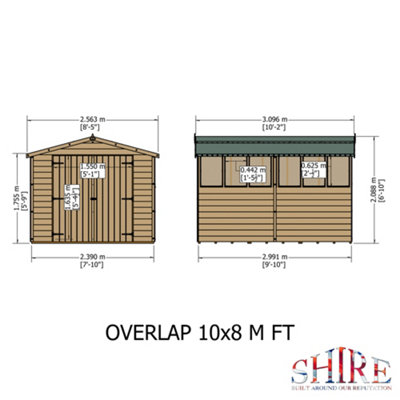 Shire 10x8 Overlap Double Door Garden Shed with Window - 8