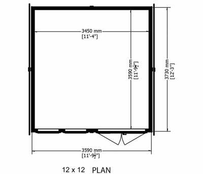 Shire 12 x 12 Feet Double Door with Two Opening Windows Dip Treated Garden Studio Summerhouse - 5