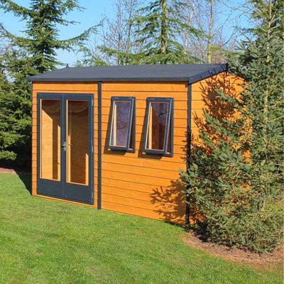 Shire 12 x 7 Feet Double Door with Two Opening Windows Dip Treated Garden Studio Summerhouse - 3