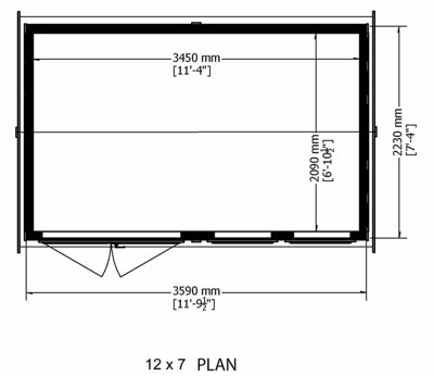 Shire 12 x 7 Feet Double Door with Two Opening Windows Dip Treated Garden Studio Summerhouse - 5