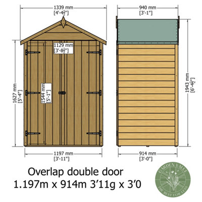Shire 4x3 Overlap Double Door Shed with Shelves - 9