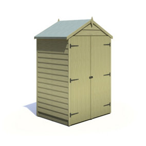 Shire 4x3 Overlap Double Door Windowless Apex Shed Pressure Treated