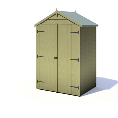 Shire 4x3 Overlap Double Door Windowless Apex Shed Pressure Treated - 3